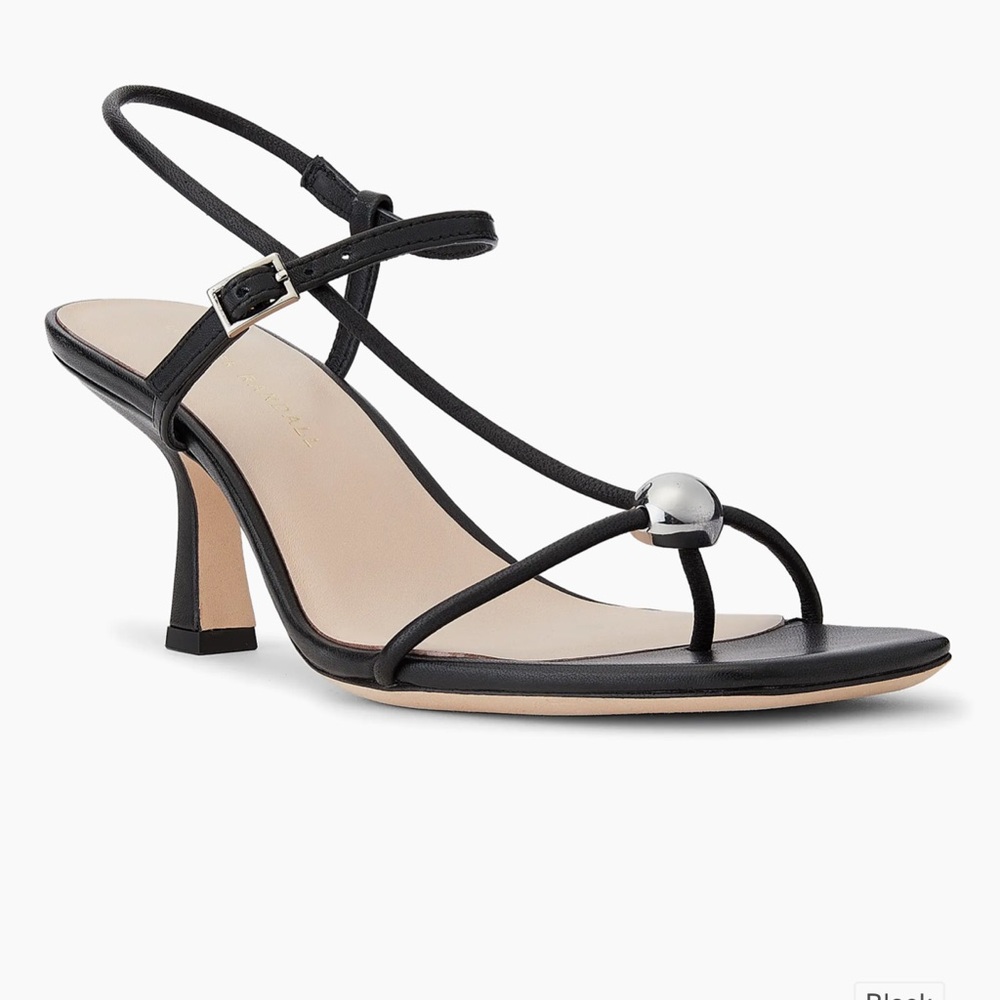 Loeffler Randall Triana 70MM Black Leather Sandals